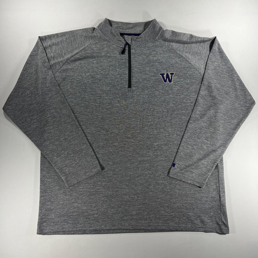 Washington Huskies NCAA Champion 1/4 Zip Gray Pullover Men's Size 2XL Gray